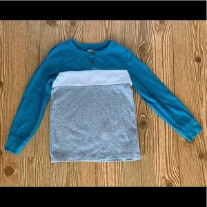 Old Navy Color Block Long Sleeve Thermal Henley Tee Boys Size 5